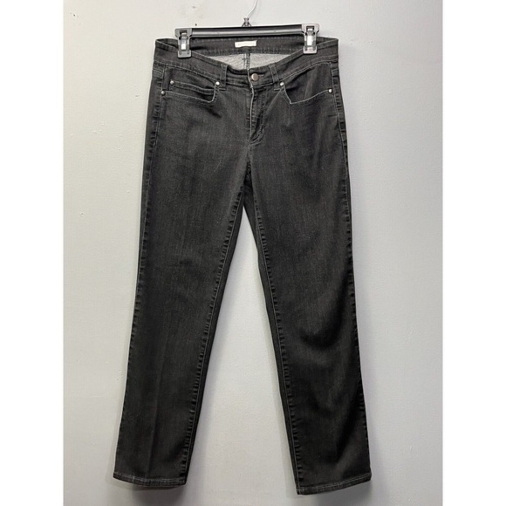 Eileen Fisher Jeans Women's 6 Black Fade Straight Leg Organic‎ Cotton Denim